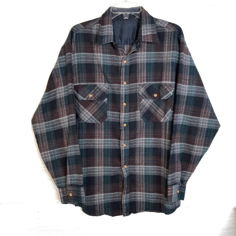 Flannel shirt approximate Large/ XLarge, NO TAGS, green,brown,  and grey